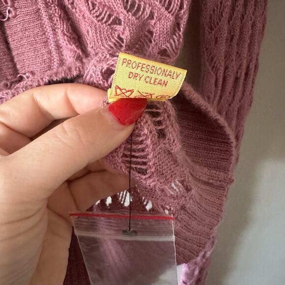 Catherine Malandrino Alpaca Purple Open Knit Sweater Size P NEW WITH TAGS - Picture 4 of 8
